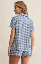 Load image into Gallery viewer, Amy Gingham Shirt - Iced Coffee - Yacht Blue
