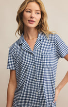 Load image into Gallery viewer, Amy Gingham Shirt - Iced Coffee - Yacht Blue
