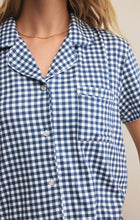 Load image into Gallery viewer, Amy Gingham Shirt - Iced Coffee - Yacht Blue
