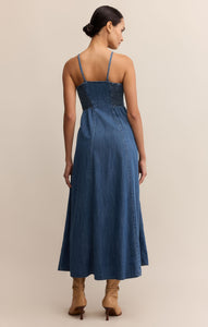 Angel Eyes Denim Midi Dress - Med Indigo