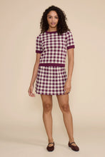 Load image into Gallery viewer, Andy Check Knit Mini Skirt - Plum/Cream Check (SW52607)
