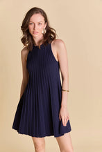 Load image into Gallery viewer, A-Line Pleated Knit Mini Dress - Navy (Style #BH604D)
