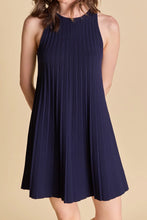 Load image into Gallery viewer, A-Line Pleated Knit Mini Dress - Navy (Style #BH604D)
