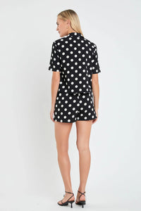 Textured Dots Shorts - Black/Ivory