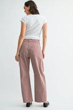 Load image into Gallery viewer, Seamed Barrel Jeans - Dark Denim - Spice Brown Stripe

