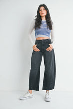 Load image into Gallery viewer, Seamed Barrel Jeans - Olive Stripe - Washed Black 
