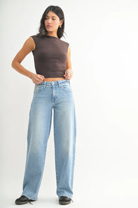 Low Slung Vintage Straight Jeans - Light Denim
