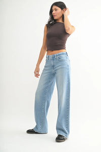 Low Slung Vintage Straight Jeans - Light Denim