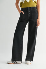 Load image into Gallery viewer, Button Down Slim Wide Leg - Black
