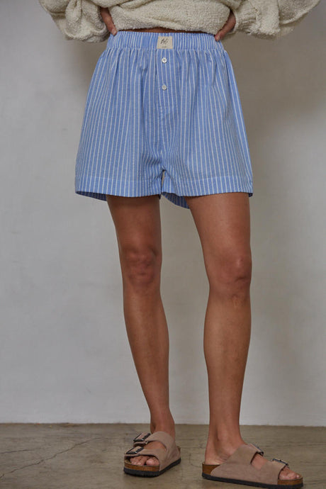 Beck Striped Boxer Shorts - Light Blue Stripe (Style #L8450)