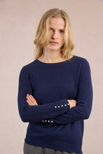 Load image into Gallery viewer, Pearl Detail Basic Crewneck Sweater - Navy
