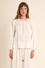 Load image into Gallery viewer, Bead Detail Woven Blouse - White (Style LAF132EP)
