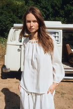 Load image into Gallery viewer, Bead Detail Woven Blouse - White (Style LAF132EP)
