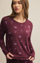 Load image into Gallery viewer, Bella Ditsy LS Top - Floral Print on Merlot
