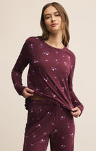 Load image into Gallery viewer, Bella Ditsy LS Top - Floral Print on Merlot
