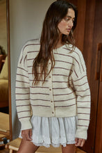Load image into Gallery viewer, Bellevue Cardigan Sweater - Cream/Burgundy - Navy/Ivory (Style W2180)
