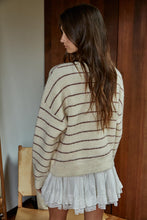 Load image into Gallery viewer, Bellevue Cardigan Sweater - Cream/Burgundy - Navy/Ivory (Style W2180)
