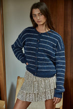 Load image into Gallery viewer, Bellevue Cardigan Sweater - Cream/Burgundy - Navy/Ivory (Style W2180)
