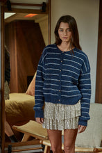 Load image into Gallery viewer, Bellevue Cardigan Sweater - Cream/Burgundy - Navy/Ivory (Style W2180)
