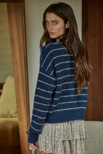 Load image into Gallery viewer, Bellevue Cardigan Sweater - Cream/Burgundy - Navy/Ivory (Style W2180)
