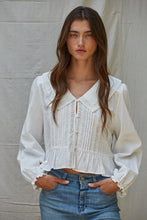 Load image into Gallery viewer, Birdie Collared Blouse - Off White (Style L8457)
