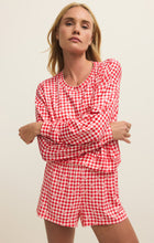 Load image into Gallery viewer, Bisous Gingham LS Top - Kiss Me Red
