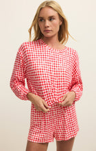 Load image into Gallery viewer, Bisous Gingham LS Top - Kiss Me Red
