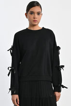 Load image into Gallery viewer, Ribbon Bow Detail Sweatshirt - Black
