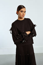 Load image into Gallery viewer, Ribbon Bow Detail Sweatshirt - Black
