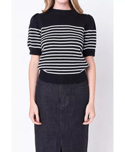 Load image into Gallery viewer, Stripe Sleeve Sweater -Black / White
