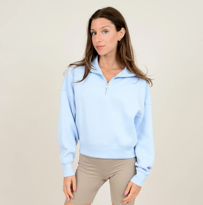 Mailyn Scuba L/S Pullover - Black or Bluebell (only shown in Bluebell)