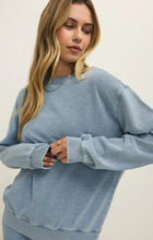 Load image into Gallery viewer, Boyfriend Denim Knit Sweatshirt - Ocean Air Indigo

