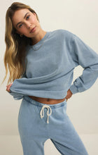 Load image into Gallery viewer, Boyfriend Denim Knit Sweatshirt - Ocean Air Indigo
