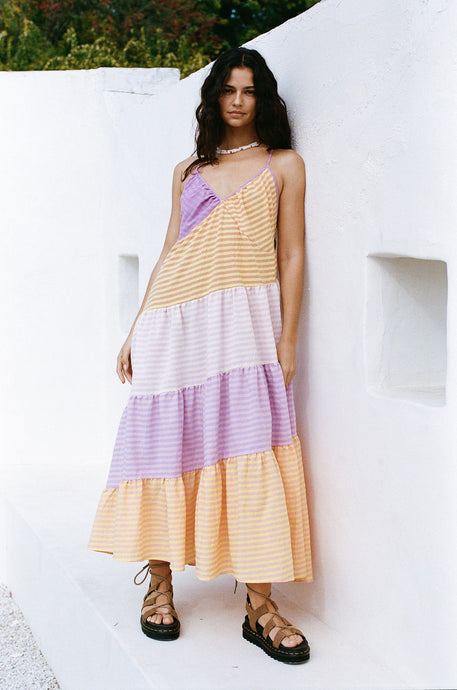 Bronwyn Maxi Dress - Multi Yellow/Purple Stripe