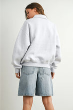 Load image into Gallery viewer, Embroidered Flag Qtr Zip Sweatshirt - Grey (BMT7794)
