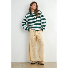 Load image into Gallery viewer, Striped Collared Sweatshirt - Green w/ White Stripe - Navy w/ White stripe
