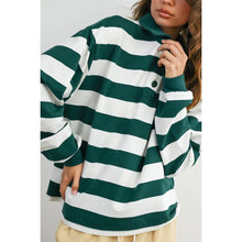 Load image into Gallery viewer, Striped Collared Sweatshirt - Green w/ White Stripe - Navy w/ White stripe
