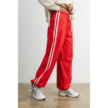 Load image into Gallery viewer, Striped Drawstring Wide-Leg Track Pants - Red w/ White Stripe - Navy w/ White stripe

