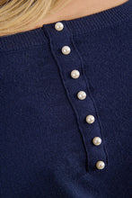 Load image into Gallery viewer, Pearl Detail Basic Crewneck Sweater - Navy
