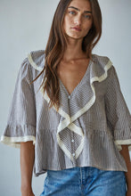 Load image into Gallery viewer, Chloe Blouse - Taupe Stripe (Style L9000)

