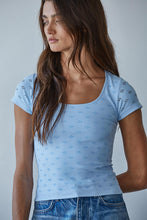 Load image into Gallery viewer, Seamless Eyelet Tee - Asst Colors Powder Blue
