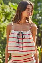 Load image into Gallery viewer, Sailor Crop Tie Top - Red/Cream (Style # L9538T) or Navy/Cream (Style #L9538T)
