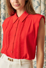 Load image into Gallery viewer, Pintuck Sleeveless Blouse - Red (Style: CK1044T)
