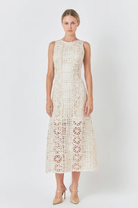 Textured Sleeveless Maxi Dress - Ivory