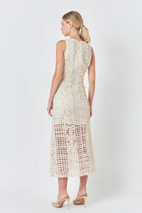 Textured Sleeveless Maxi Dress - Ivory