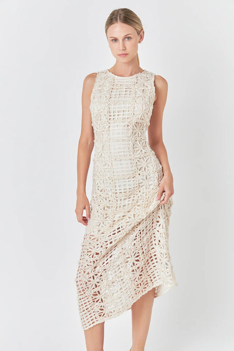 Textured Sleeveless Maxi Dress - Ivory