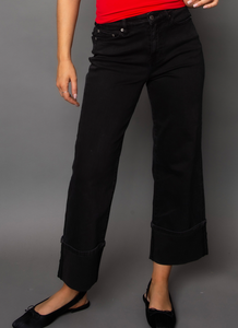 Carla Wide Cuff Denim - Black - Java Brown
