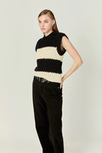 Load image into Gallery viewer, Morrison Chunky Striped Sweater Vest - Blk/Ivory (Style: HN3451T)
