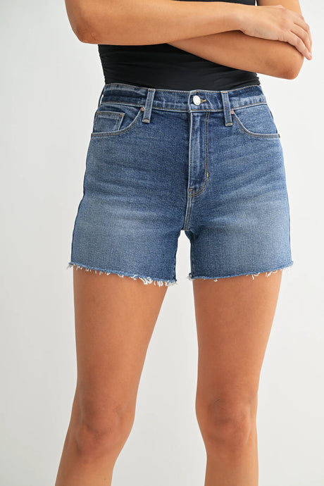 Classic High Rise Shorts -Med Denim - BH509J