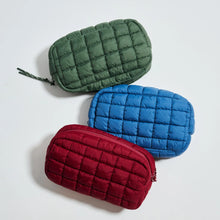 Load image into Gallery viewer, Cloud Nine Quilted Puffer Nylon Cosmetic Pouch - Black - Dove Grey - Burgundy - Denim - Olive
